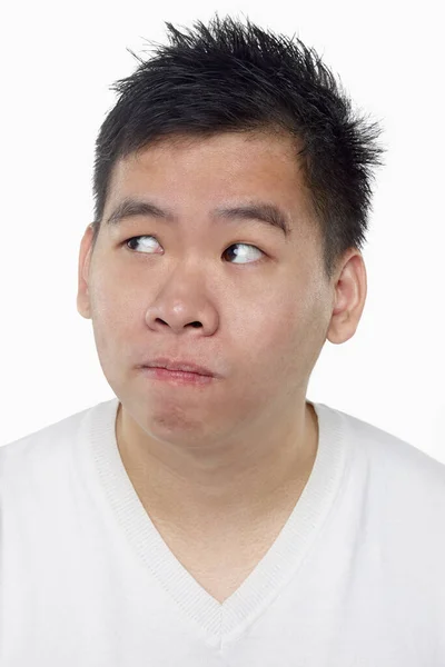 Espressione Facciale Dell Uomo Isolato Sfondo Bianco — Foto Stock