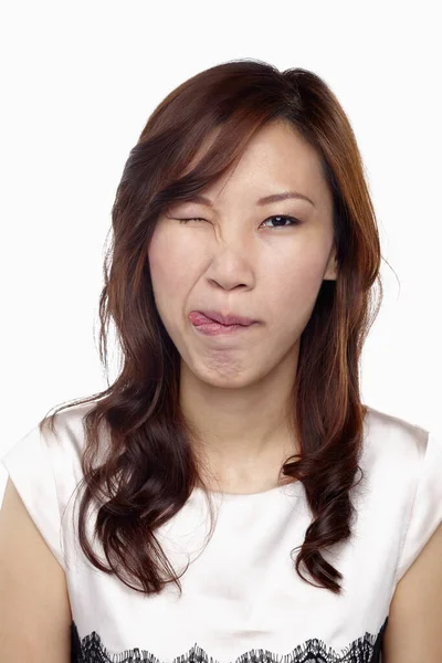 Expresión Facial Mujer Aislada Sobre Fondo Blanco — Foto de Stock