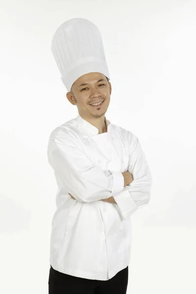 Chef Asiatique Posant Avec Les Bras Croisés — Photo