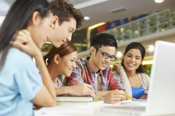 Students Having Study Group Library — Stock Photo, Image