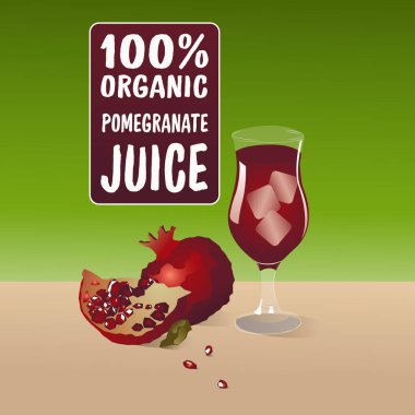 Buzlu uzun bardakta% 100 organik doğal nar suyu.