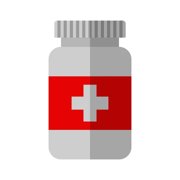 Medicinsk flaska ikon med piller eller tabletter isolerade på vit bakgrund. Vektor — Stock vektor