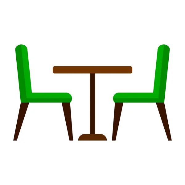 Table à manger et chaises pour deux personnes. Illustration vectorielle dans un style plat isolé sur fond blanc — Image vectorielle
