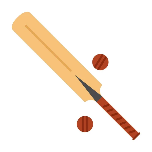 Bâton de cricket en bois et icône boules. Illustration vectorielle sur fond blanc isolé . — Image vectorielle