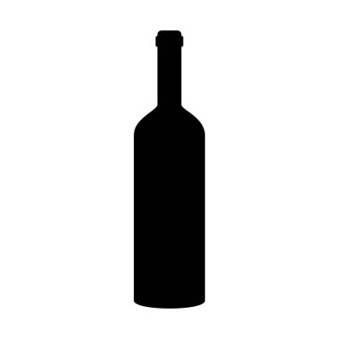Beyaz arka planda izole edilmiş şarap şişesi ikonu. Vektör illüstrasyonu