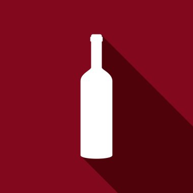 Uzun gölgeli şarap şişesi ikonu. Vektör illüstrasyonu
