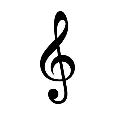 Trible clef simgesi notası beyaz arkaplanda izole edildi. Vektör illüstrasyonu