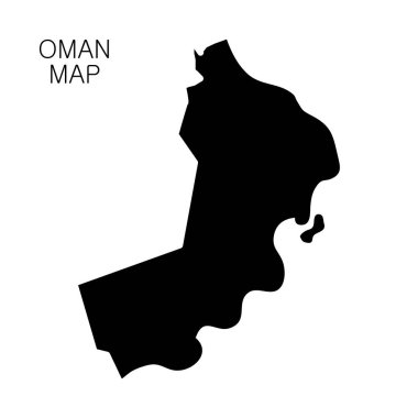 Umman haritası ve ülke adı beyaz arka planda izole edilmiş. Vektör illüstrasyonu