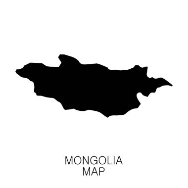 Moğolistan haritası ve beyaz arka planda izole edilmiş ülke adı. Vektör illüstrasyonu