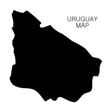 Beyaz arka planda Uruguay haritası ve ülke adı izole edildi. Vektör illüstrasyonu