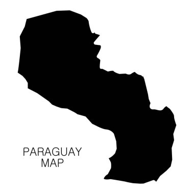 Paraguay haritası ve ülke adı beyaz arkaplanda izole edilmiş. Vektör illüstrasyonu
