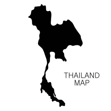 Tayland haritası ve ülke ismi beyaz arka planda izole edilmiş. Vektör