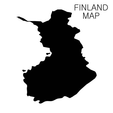 Finlandiya haritası ve ülke adı beyaz arka planda izole edilmiştir. Vektör illüstrasyonu