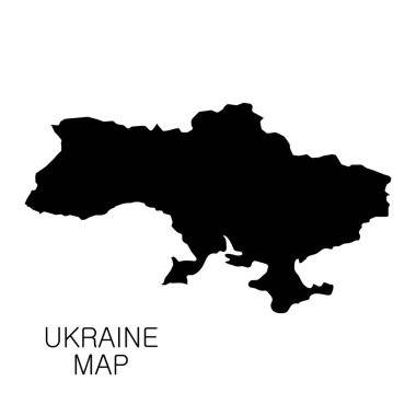 Beyaz arka planda Ukrayna haritası ve ülke adı izole edildi. Vektör illüstrasyonu