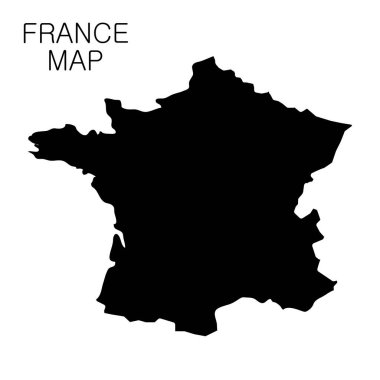 Fransa haritası ve ülke adı beyaz arka planda izole edilmiş. Vektör illüstrasyonu