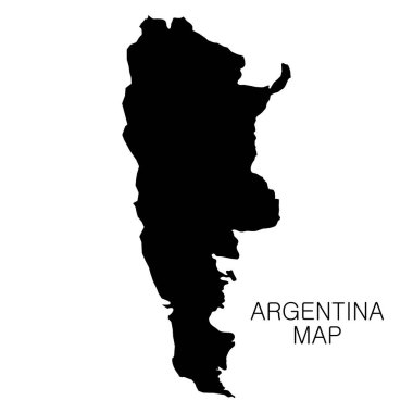 Arjantin haritası ve ülke adı beyaz arka planda izole edilmiş. Vektör illüstrasyonu