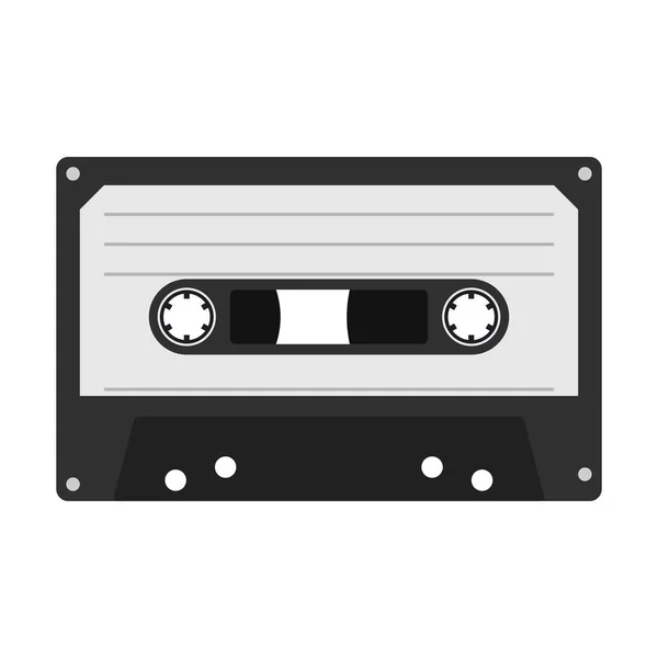 Casete compacto aislado sobre fondo blanco, Musicassette en estilo plano, icono de cinta de casete, ilustración vectorial — Archivo Imágenes Vectoriales