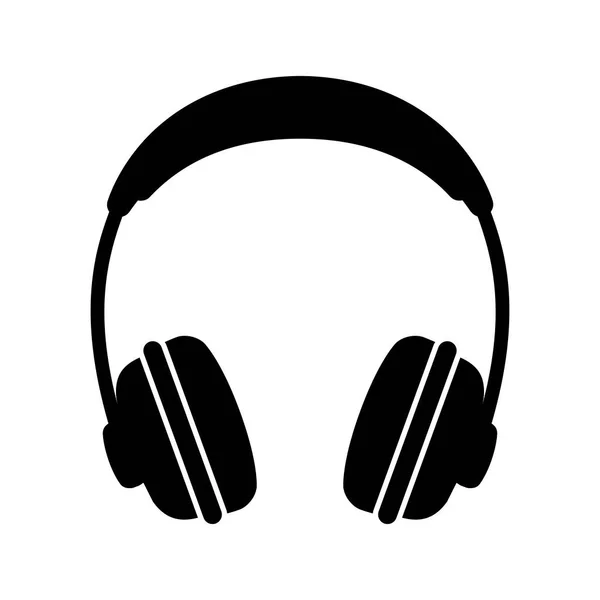 Ícone de fones de ouvido preto isolado no fundo branco, ilustração vetorial — Vetor de Stock