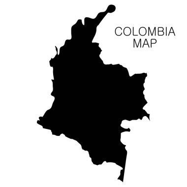 Kolombiya haritası ve beyaz arka planda izole edilmiş ülke ismi. Vektör illüstrasyonu