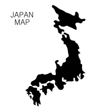 Japonya haritası ve ülke adı beyaz arka planda izole edilmiş. Vektör illüstrasyonu