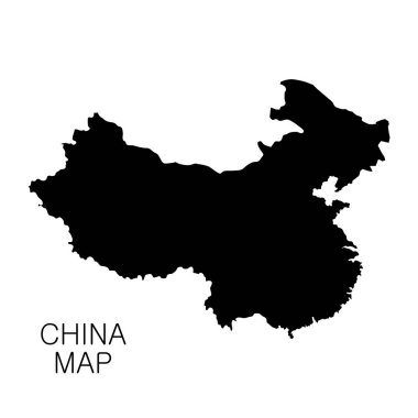 Çin haritası ve ülke adı beyaz arka planda izole edilmiş. Vektör illüstrasyonu