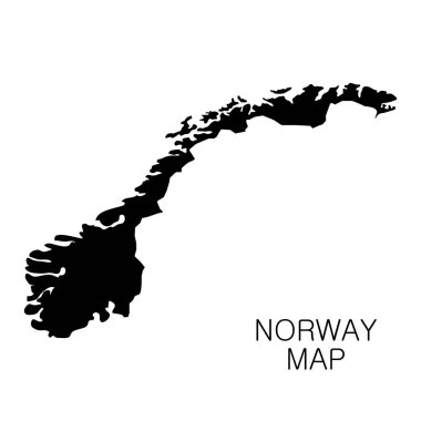 Norveç haritası ve ülke adı beyaz arka planda izole edildi. Vektör illüstrasyonu