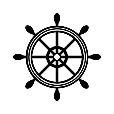 Deniz dümeni simgesi beyaz arka planda izole edildi. Vektör