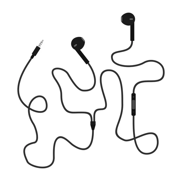 Kopfhörer mit Stecker und Schaltregler isoliert auf weißem Hintergrund, Vektor-Abbildung — Stockvektor