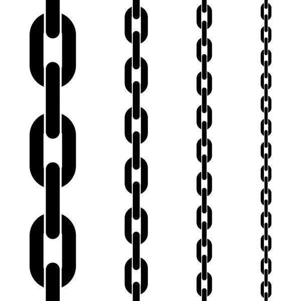 Cadena de metal negro conjunto patrón inconsútil aislado sobre fondo blanco. Ilustración vectorial — Vector de stock