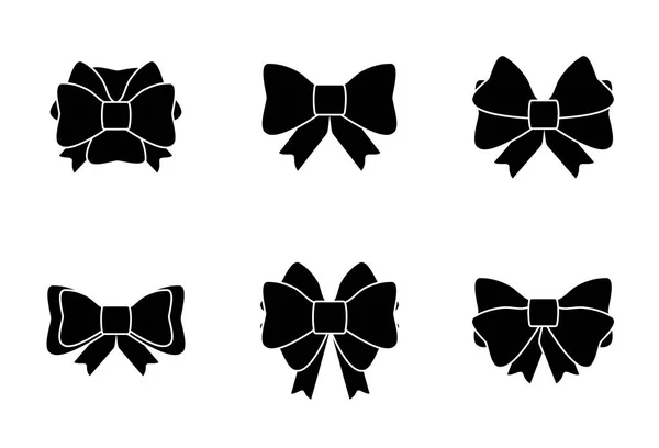 Conjunto de arcos de regalo iconos con cintas para la decoración de regalos, sorpresas para las vacaciones. El embalaje presenta el icono. Vector — Vector de stock