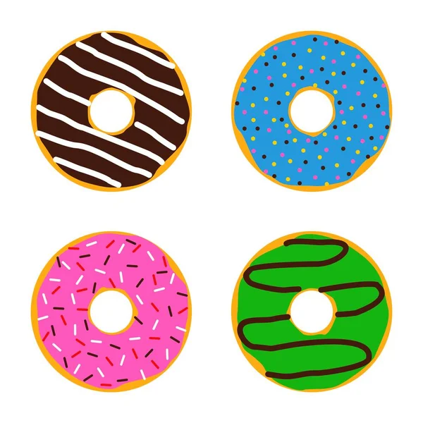 Donuts setzen Symbol isoliert auf weißem Hintergrund, Vector Illustration — Stockvektor