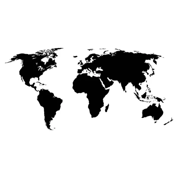 Mapa do mundo isolado sobre fundo branco. Modelo de mapa preto, terra plana. Ilustração vetorial —  Vetores de Stock