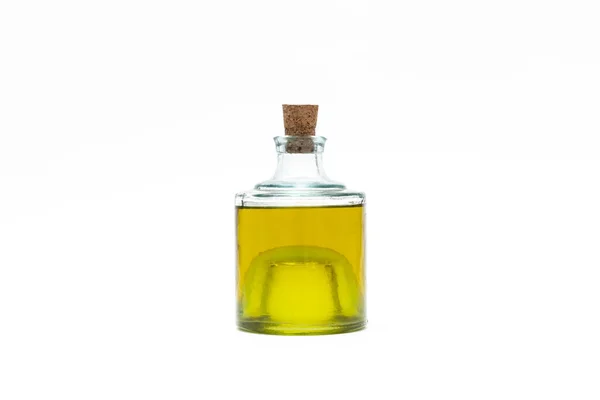 Olio Bottiglia Vecchia Fondo Bianco — Foto Stock