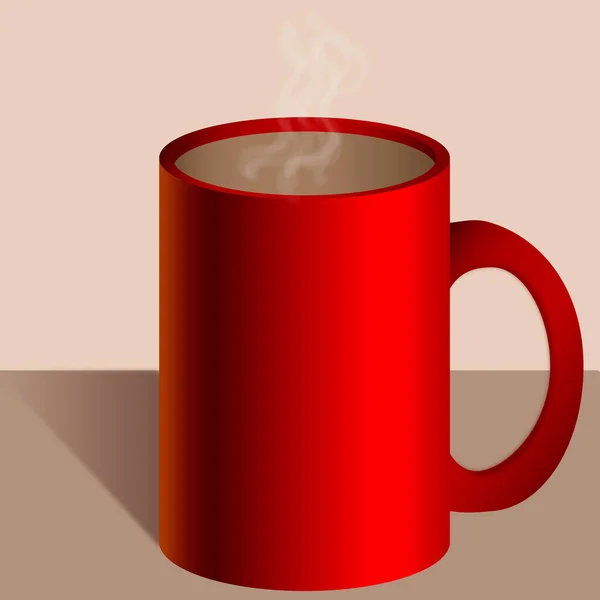 Tasse Dégradée Rouge Avec Café Lait Fumée — Image vectorielle