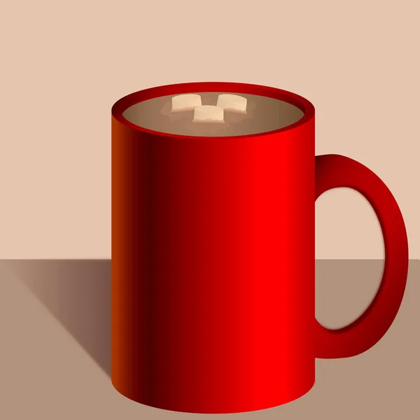 Tres Marshmellows Fusión Taza Con Café — Vector de stock