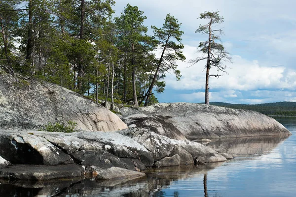 North Karelia Lake Russian Wild Nature Forest Growing Stones Rock — Stock Photo, Image