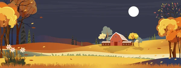 Фантастические Панорамные Пейзажи Сельской Местности Осенью Панорамный Вид Середины Осени — стоковый вектор