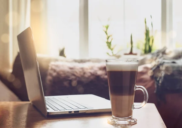 Büro Kaffee Latte Fensterlicht Wohnzimmer Arabica Aroma Aromatisch Herbst Hintergrund — Stockfoto