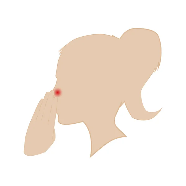 La silueta de la cabeza de una mujer. Goteo nasal. Cúbrete la nariz. Vector . Vector De Stock