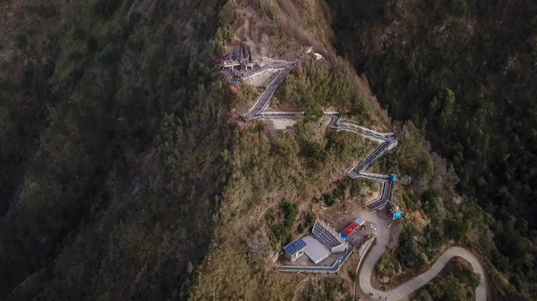 Aerial Shoot Penanjakan Platsen För Att Soluppgång Turistområdet Mount Bromo — Stockfoto