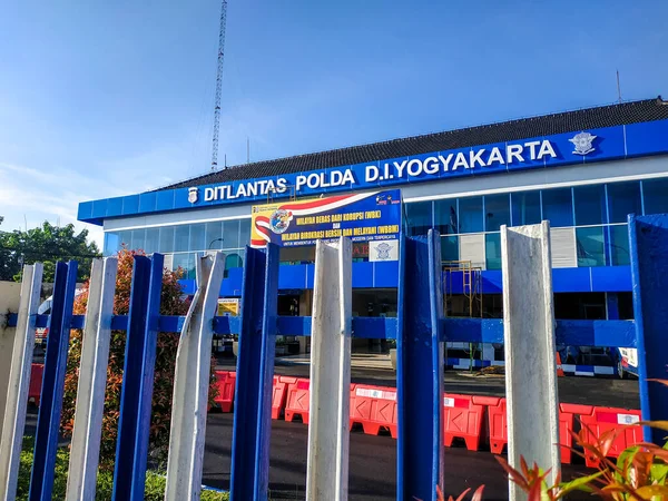 Yogyakarta Indonésia Abril 2020 Gelo Direção Tráfego Regional Polícia Yogyakarta — Fotografia de Stock
