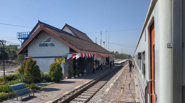 Ατμόσφαιρα Του Σιδηροδρομικού Σταθμού Κοντά Στις Διακοπές Lebaran Eid Idul — Φωτογραφία Αρχείου