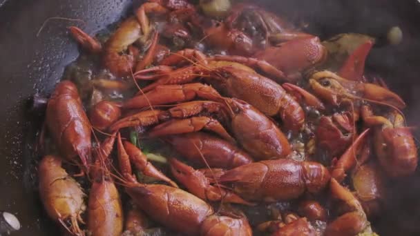 Chinese Spicy Crayfish Chinese Food — Stock Video