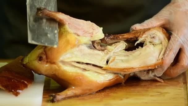 Вкусная Китайская Закуска Beijing Duck — стоковое видео