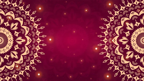 Wunderschönes Goldenes Ornamentales Mandala Auf Rotem Hintergrund Festliche Volksvektorillustration Mit — Stockvektor