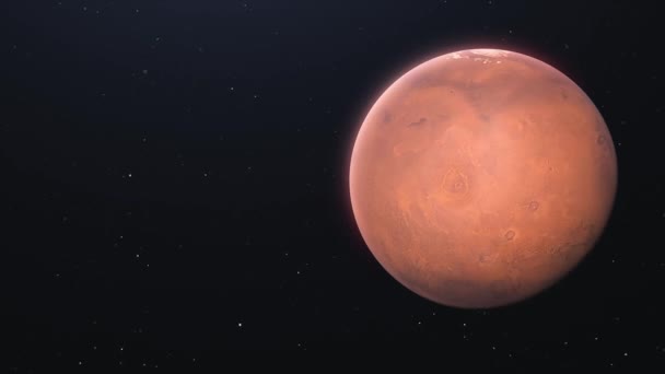 A Mars lassan forog. Realisztikus vörös bolygó gömb forog a tengelye körül. 4k videó animáció — Stock videók