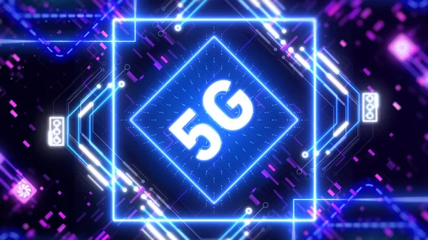 Сеть 5G для мобильного интернета. Концепция неонового интерфейса . — стоковое фото