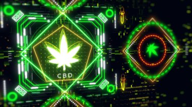 Tıbbi kenevir yaprağı sembolü. Modern marihuana tıbbı ve bilim. kenevir işareti