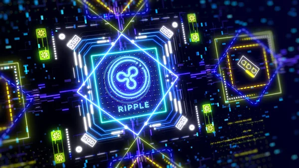 Символ торговли криптовалютой Ripple 3d иллюстрация. Бизнес и технологии — стоковое фото