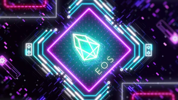 EOS money sign on digital fone. Иллюстрация финансов и криптовалют — стоковое фото